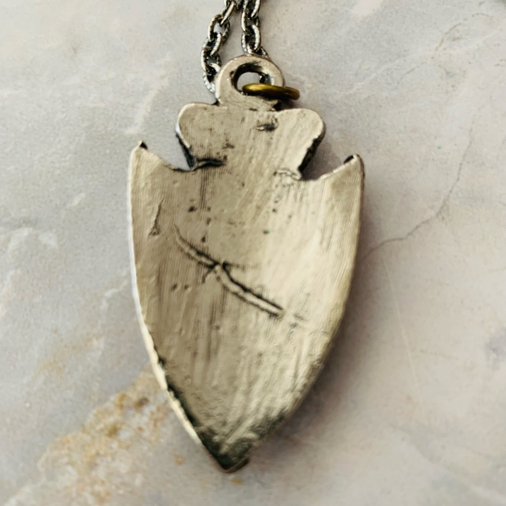 Silver and Turquoise Arrowhead Pendant Necklace - Picture 4 of 6